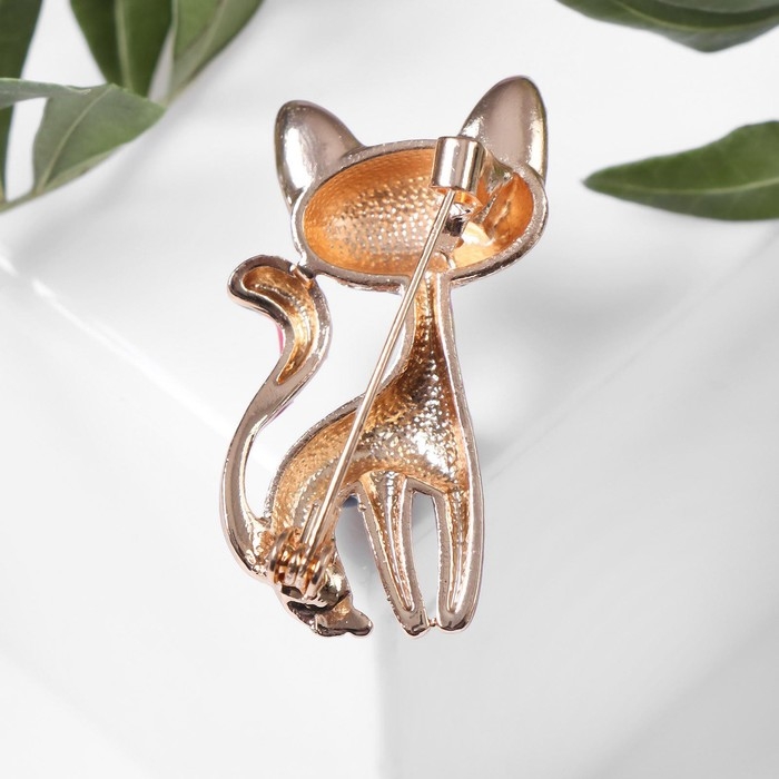 Брошь «Кошка» расписная, цвет чёрный в золоте Брошь «Кошка» расписная, цвет чёрный в золоте