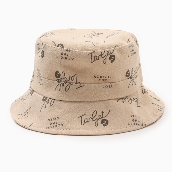 Панама детская Панама детская "Надписи" MINAKU, цв,бежевый , р-р 48-50