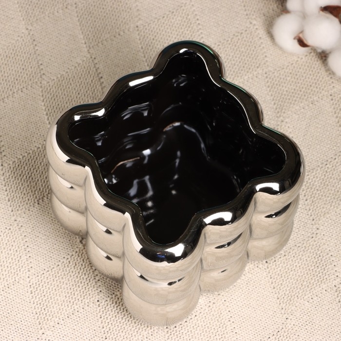 Кашпо - ваза  Кашпо - ваза "Люмьер" серебро, 13х13см