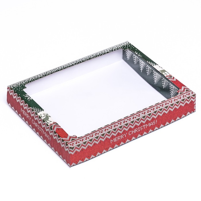 Новый год. Коробка сборная крышка-дно с окном, Новый год. Коробка сборная крышка-дно с окном, "Скандинавия", 26 х 21 х 4 см.