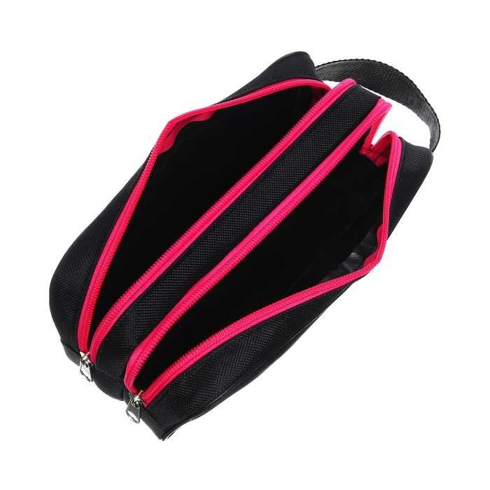 Пенал мягкий 2 отделения, 100 х 220 х 70 мм, объёмный, с ручкой,Calligrata Black, Пенал мягкий 2 отделения, 100 х 220 х 70 мм, объёмный, с ручкой,Calligrata Black, "Черный-фуксия"