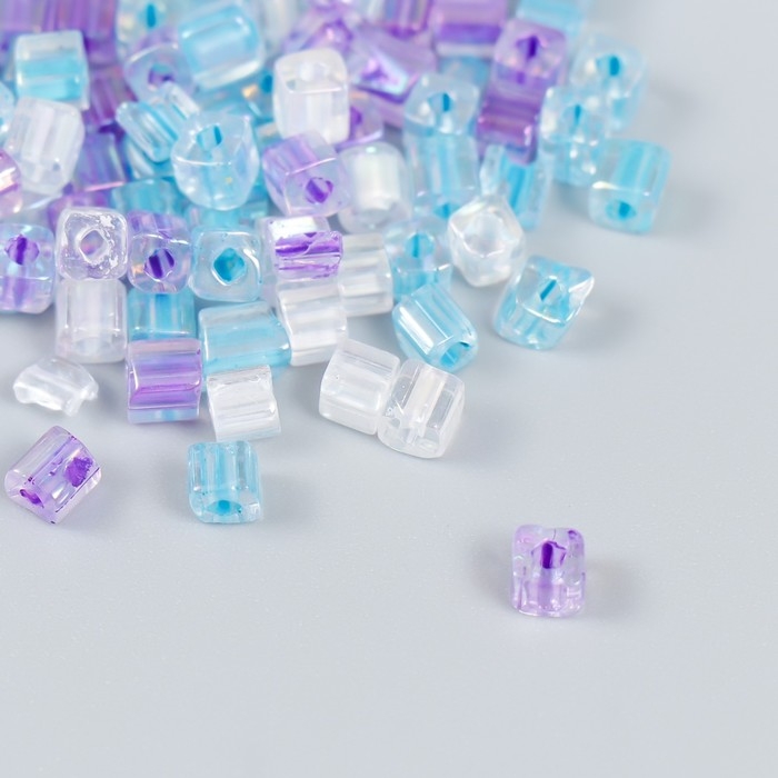 Бисер стекло 6/0  Бисер стекло 6/0 "Кубик. Полупрозрачный. Сиренево-голубой" 10 гр
