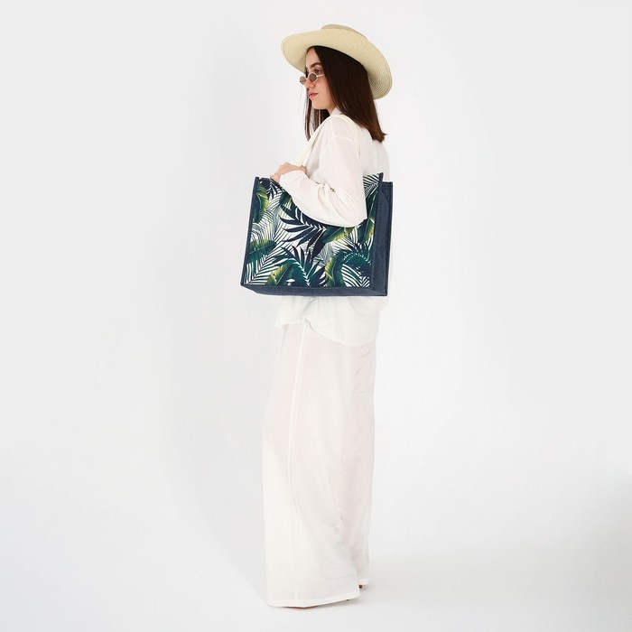 Сумка женская пляжная Тропики, 41,5х34х12 см, зелёный цвет Сумка женская пляжная Тропики, 41,5х34х12 см, зелёный цвет