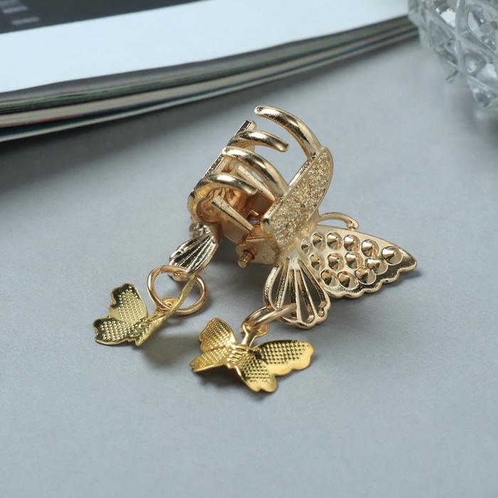 Краб для волос Краб для волос "Милада" маленькие бабочки, 2,5 см, золото