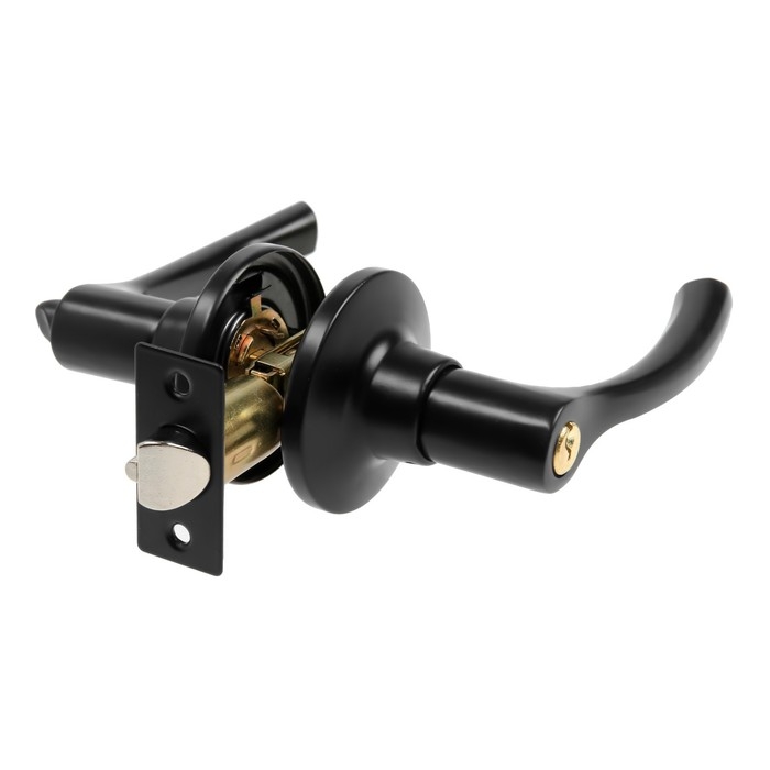 Защелка (мод.3186), межкомнатная, фиксатор, 3 ключа, цвет матовый черный Защелка (мод.3186), межкомнатная, фиксатор, 3 ключа, цвет матовый черный