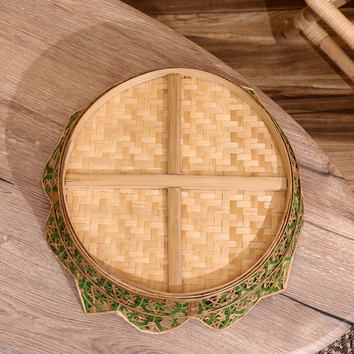 Корзинка плетёная, из бамбука 40х40х10 см