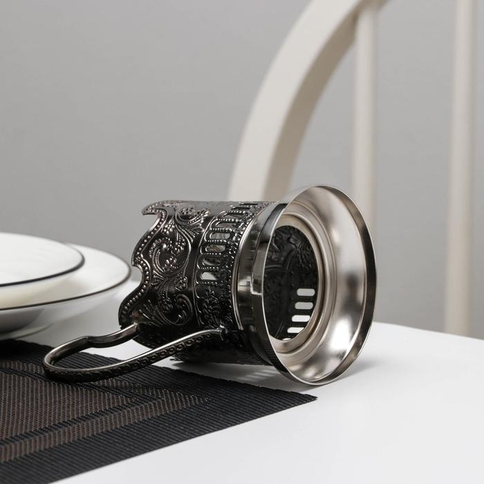 Подстаканник «Глухарь», d=61 мм, никелированный, с чернением Подстаканник «Глухарь», d=61 мм, никелированный, с чернением