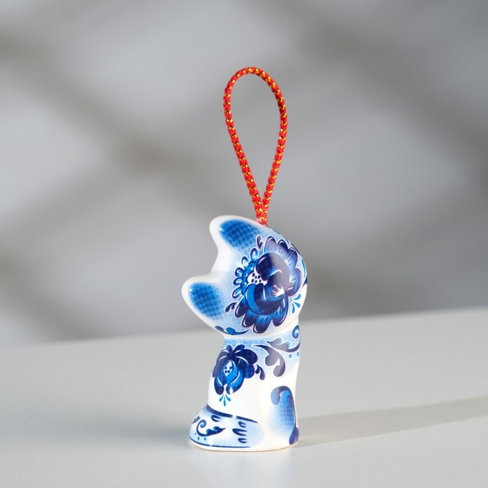 Сувенирный колокольчик  Сувенирный колокольчик "Котёнок"  № 2, гжель , 6 см