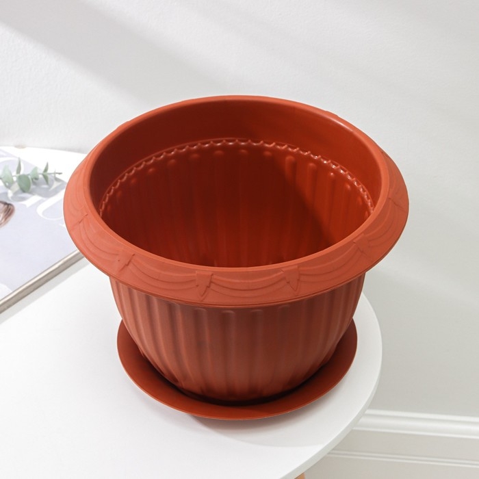 Горшок с поддоном «Байкал», 6 л, цвет терракотовый Горшок с поддоном «Байкал», 6 л, цвет терракотовый