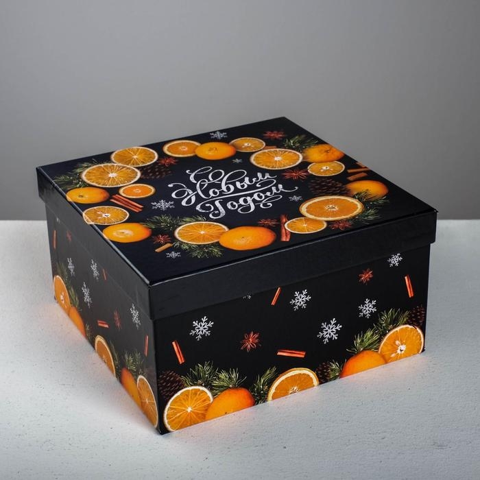 Набор подарочных коробок 6 в 1 «Мандариновый», 10 х 10 х 6 - 20 х 20 х 11 см , Новый год