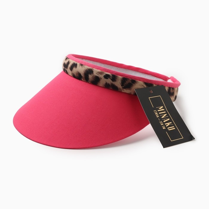 Козырёк женский MINAKU "Leopard" цвет розовый, р-р  56-58