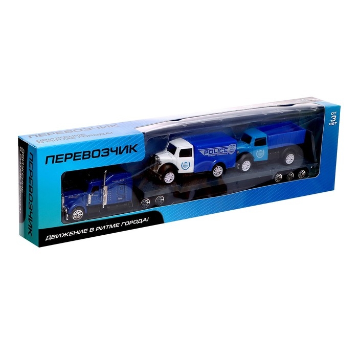 Грузовик металлический «Полиция», инерционный, с 2 машинками