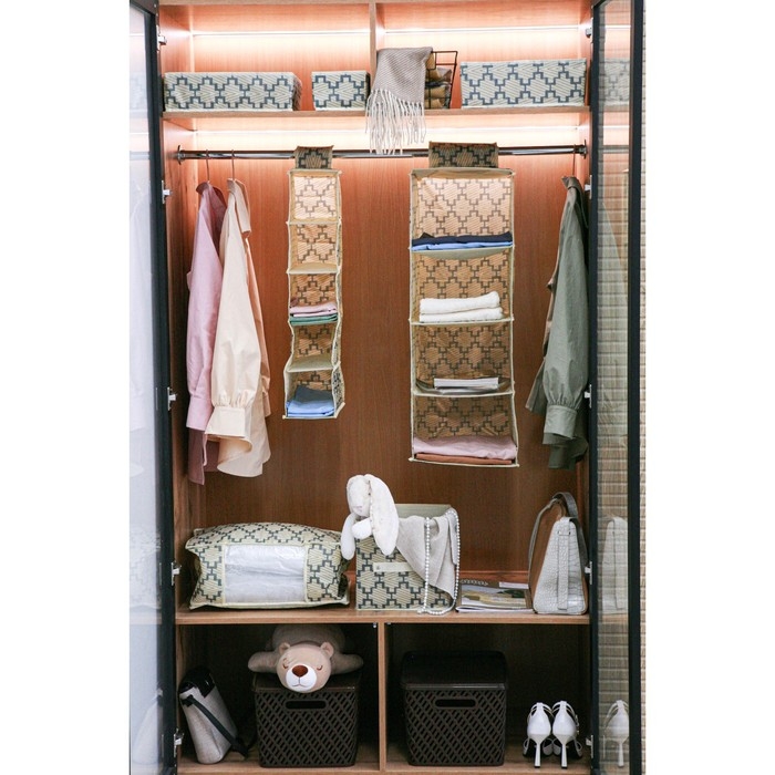 Органайзер подвесной Доляна «Гэтс», 5 отделений, 30×15×70 см, цвет бежевый Органайзер подвесной Доляна «Гэтс», 5 отделений, 30×15×70 см, цвет бежевый