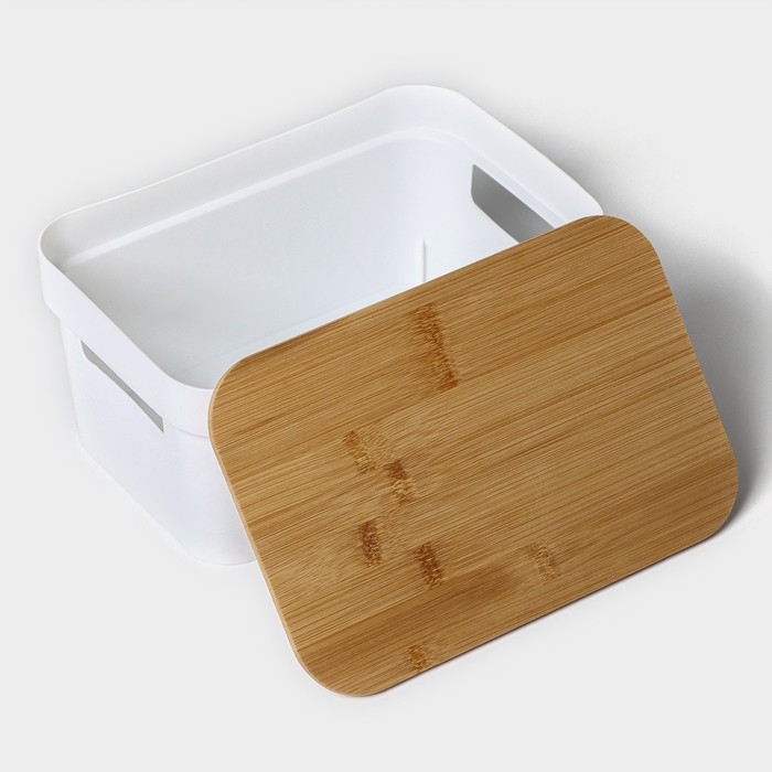 Контейнер для хранения с крышкой LaDо́m «Натурэль», 25,5×17×12см, цвет белый Контейнер для хранения с крышкой LaDо́m «Натурэль», 25,5×17×12см, цвет белый