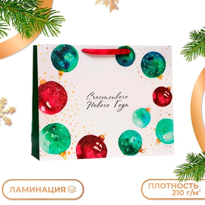 Новый год. Пакет подарочный Новый год. Пакет подарочный "Шарики", 50 х 40 х 15 см.