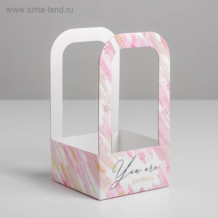 Коробка-переноска для цветов «Акварель», 12 см × 12 см × 22 см Коробка-переноска для цветов «Акварель», 12 см × 12 см × 22 см