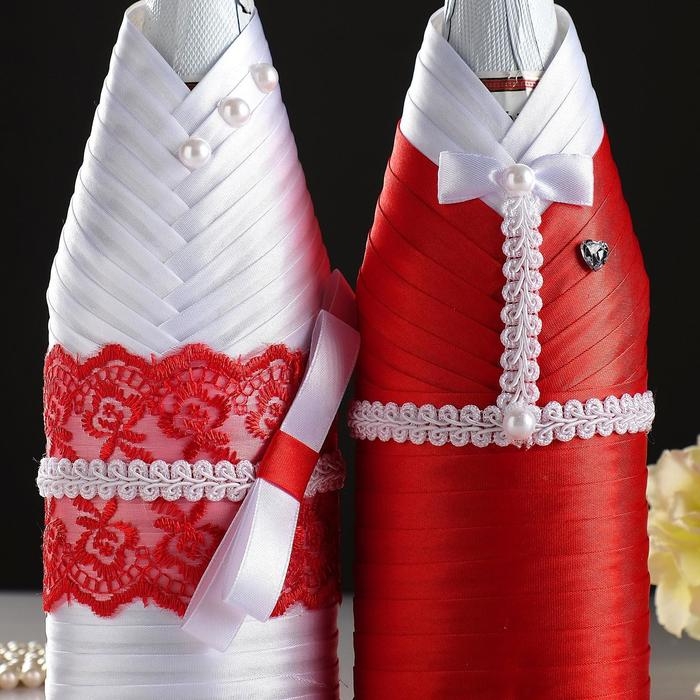 Украшение для шампанского Украшение для шампанского "Кармен", красно-белое