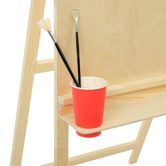 Мольберт тип «Хлопушка», 120 х 60 х 65 см, планшет 60 х 60 см, полка с двумя подстаканниками, неокрашенное дерево, Calligrata Мольберт тип «Хлопушка», 120 х 60 х 65 см, планшет 60 х 60 см, полка с двумя подстаканниками, неокрашенное дерево, Calligrata