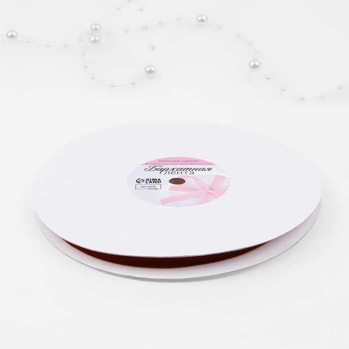 Лента бархатная, 6 мм, 18 ± 1 м, цвет бордовый №43 Лента бархатная, 6 мм, 18 ± 1 м, цвет бордовый №43