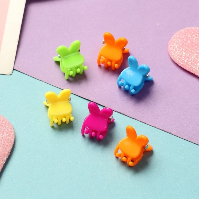 Краб для волос  Краб для волос "Куклёнок" (набор 10 шт) бабочки, 1,4 см, микс