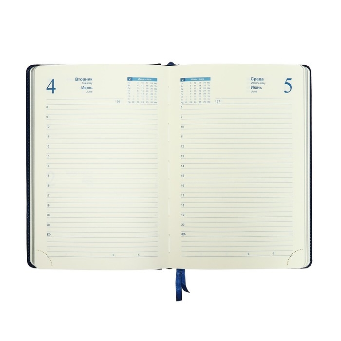 Ежедневник датированный 2025 года, A5, 168 листов в линейку, кожзам  Ежедневник датированный 2025 года, A5, 168 листов в линейку, кожзам "Небраска", серебряный срез, синий