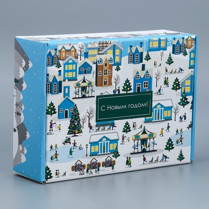 Коробка подарочная новогодняя складная «Город», 30,7 х 22 х 9,5 см, Новый год Коробка подарочная новогодняя складная «Город», 30,7 х 22 х 9,5 см, Новый год
