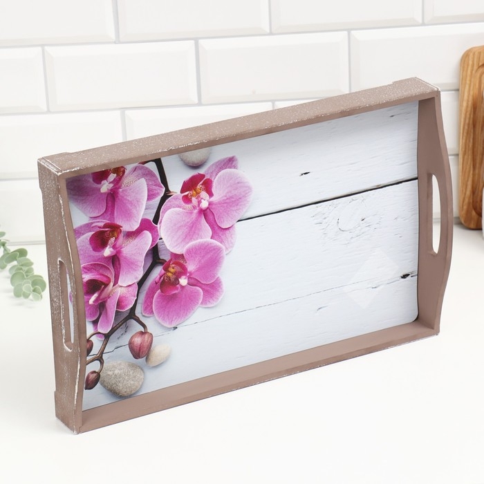 Поднос деревянный для завтрака Поднос деревянный для завтрака "Орхидея" 43х27,5х7 см