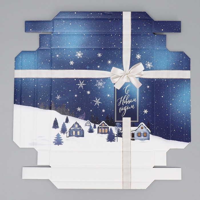 Коробка подарочная новогодняя складная «Зимний город», 20 х 20 х 5 см, Новый год Коробка подарочная новогодняя складная «Зимний город», 20 х 20 х 5 см, Новый год