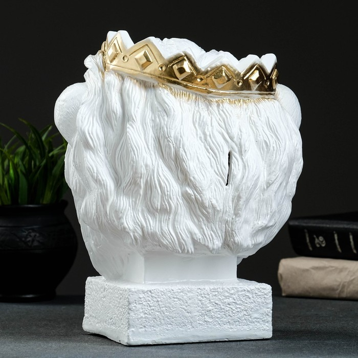 Копилка Копилка "Лев в короне" белый с золотом, 26см