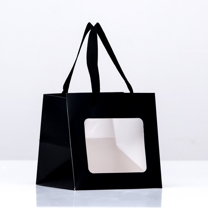 Пакет крафт с квадратным дном и окном 15 Х 15 Х 15 см Черный, 1шт Пакет крафт с квадратным дном и окном 15 Х 15 Х 15 см Черный, 1шт