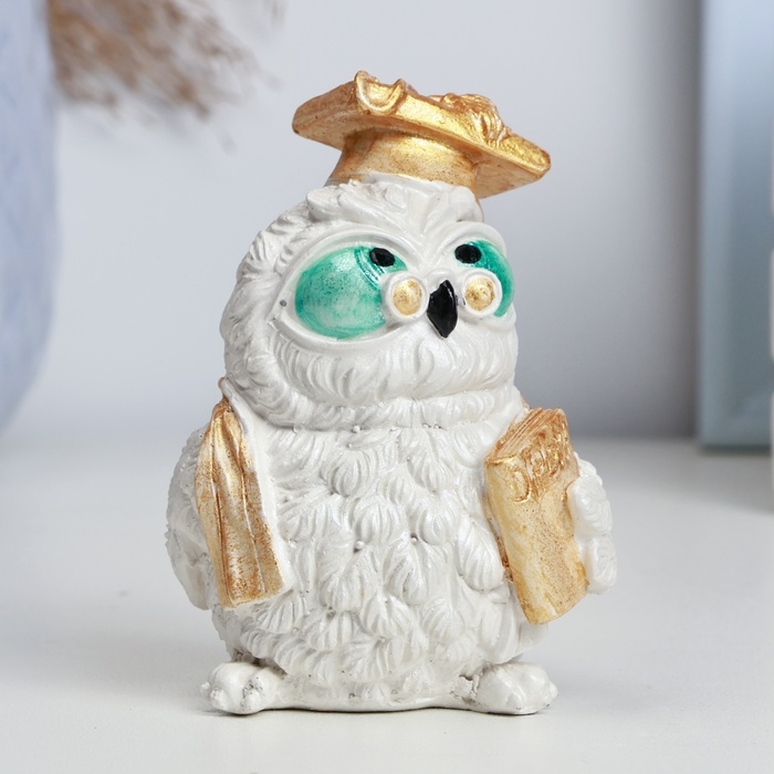 Фигура Фигура "Сова с дипломом" перламутр, 8,5х5см