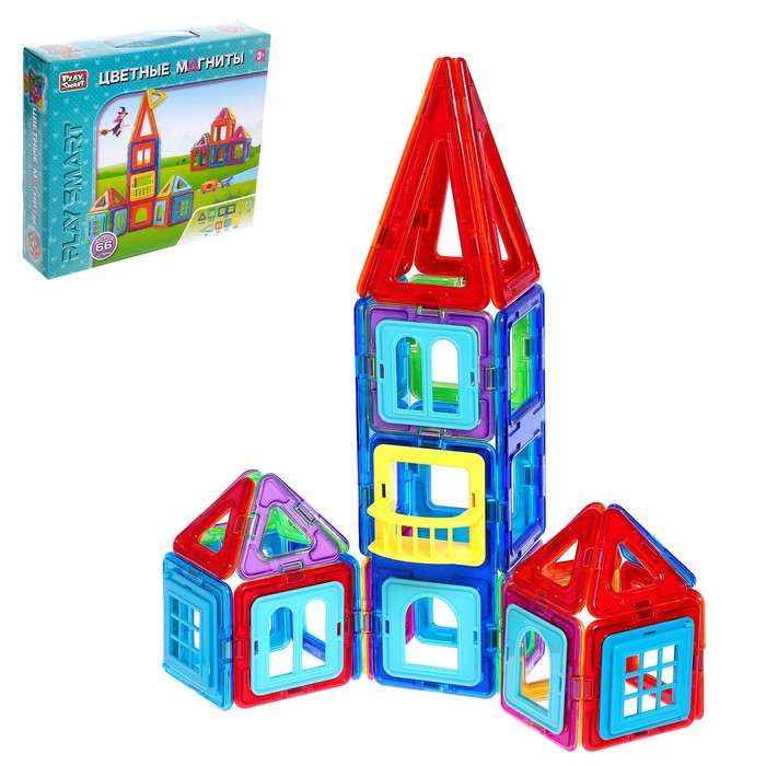 Конструктор магнитный «Цветные магниты», 66 деталей Конструктор магнитный «Цветные магниты», 66 деталей
