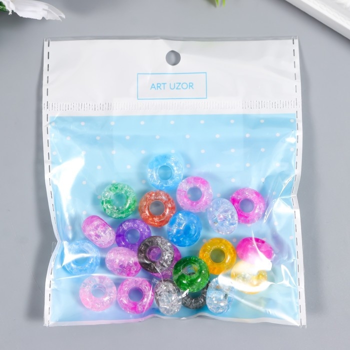 Бусины для творчества пластик Бусины для творчества пластик "Колечки - битое стекло" набор 20 гр 0,9х1,4х1,4 см