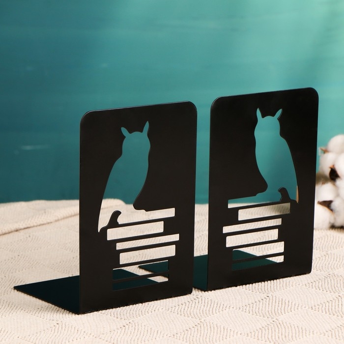 Держатель-подставка для книг  Держатель-подставка для книг "Сова на книгах" набор 2шт, черный