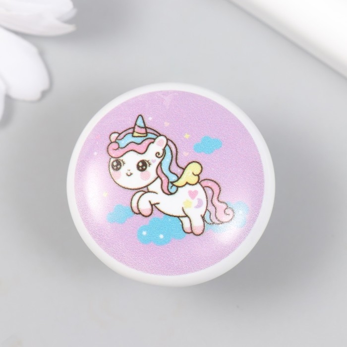 Ручка для шкатулки керамика, металл Ручка для шкатулки керамика, металл "Единорожка в облаках" 3,8х3,8 см