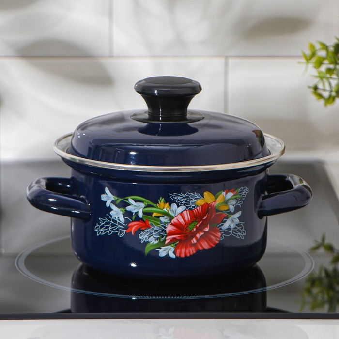 Кастрюля эмалированная цилиндрическая, 1 л, деколь МИКС, индукция Кастрюля эмалированная цилиндрическая, 1 л, деколь МИКС, индукция