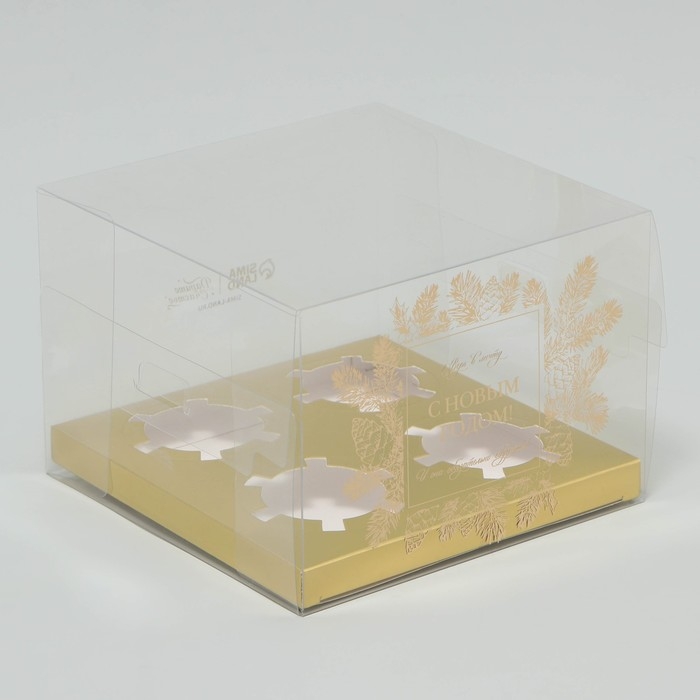 Коробка для капкейка «Верь в мечту», золото, 16 х 16 х 11.5 см, Новый год Коробка для капкейка «Верь в мечту», золото, 16 х 16 х 11.5 см, Новый год