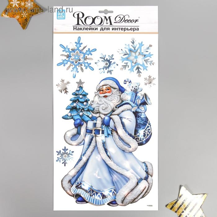 Наклейки- голограммы Room Decor  Наклейки- голограммы Room Decor "Дед Мороз с ёлочкой" 24х41 см