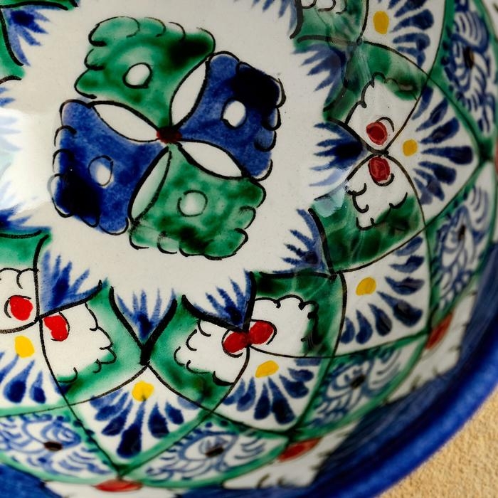 Пиала чайная Риштанская керамика  Пиала чайная Риштанская керамика "Узоры" большая, 11 см, микс