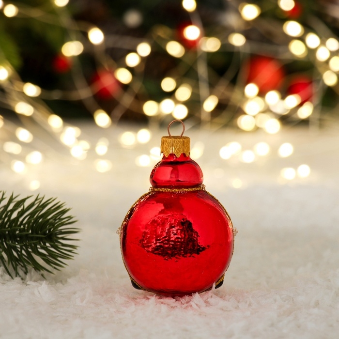 Ёлочное украшение Ёлочное украшение "Часы - будильник", красный, в подарочной упаковке h- 8,5 см