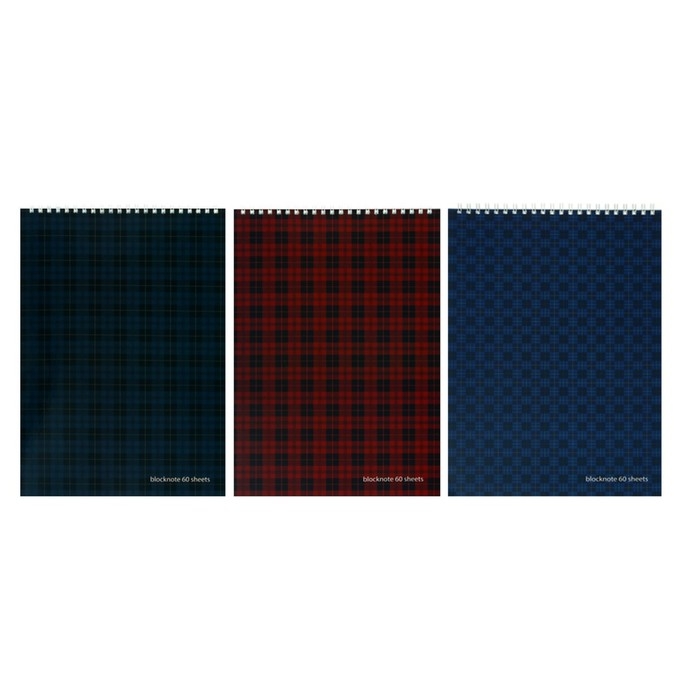 Блокнот А4, 60 листов на гребне, Ultimate basics "Шотландка", МИКС