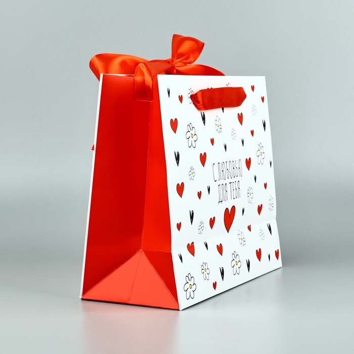 Пакет ламинированный с лентой «В сердечке», ML 27 × 11,5 × 23 см Пакет ламинированный с лентой «В сердечке», ML 27 × 11,5 × 23 см