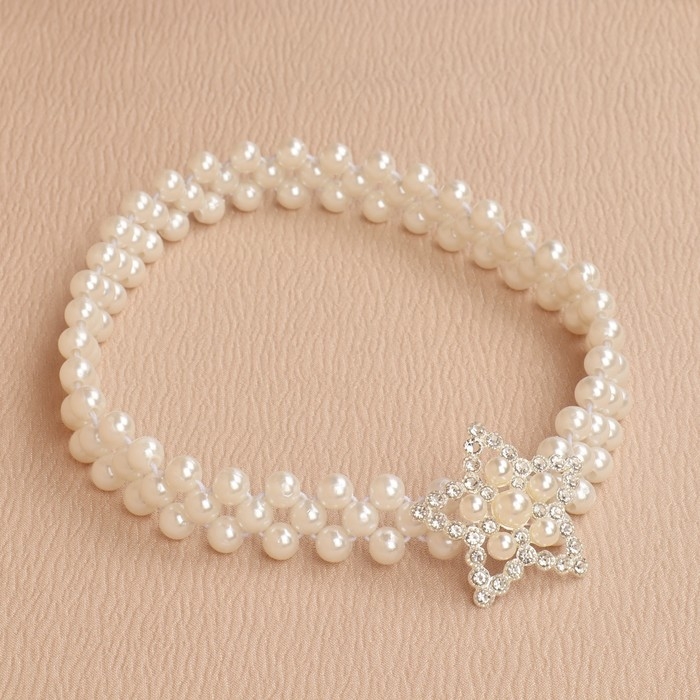 Подхват для штор «Звезда», жемчуг на резинке, d = 4 см, 2 × 43 см, цвет белый Подхват для штор «Звезда», жемчуг на резинке, d = 4 см, 2 × 43 см, цвет белый