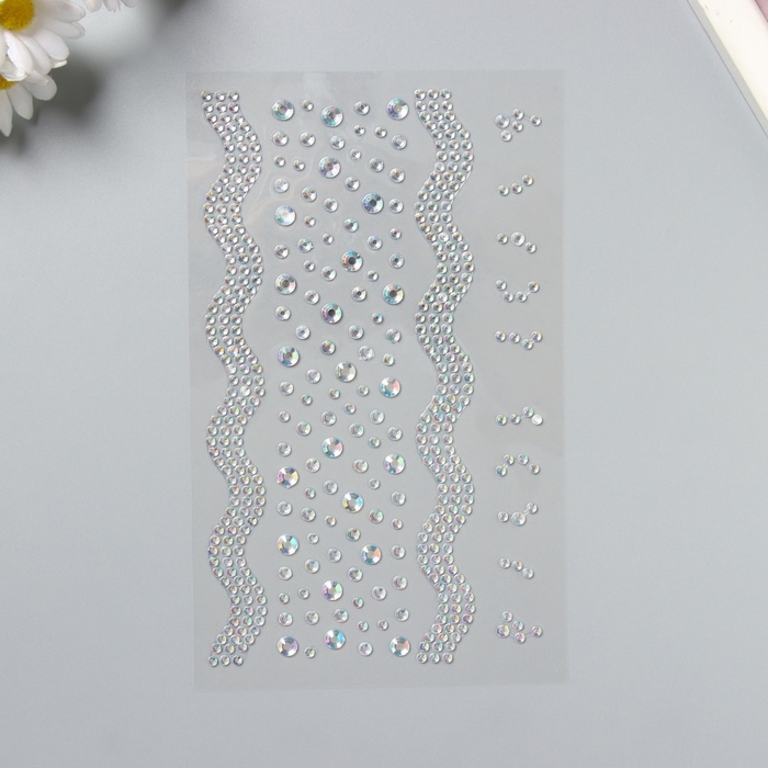 Наклейка пластик стразы "Река" серебро 22,5х11,5 см