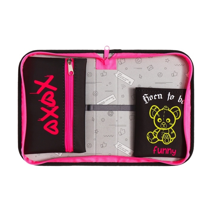 Пенал 1 секция 140 х 210 х 40 мм, откидной карман и косметичка, тканевый, Calligrata TOP Content Пенал 1 секция 140 х 210 х 40 мм, откидной карман и косметичка, тканевый, Calligrata TOP Content "Медведь"