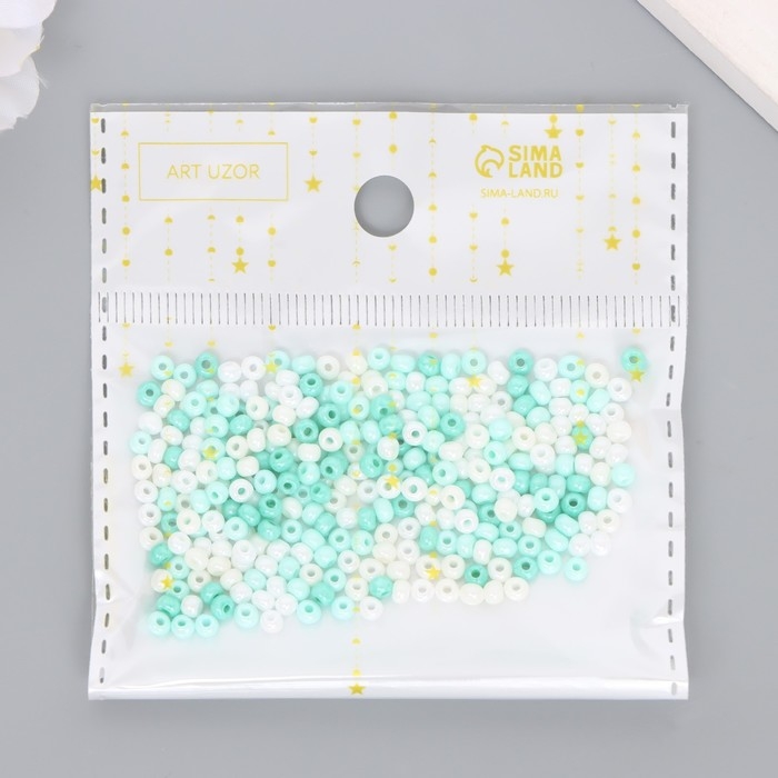 Бисер стекло 8/0  Бисер стекло 8/0 "Перламутр. Меланж зелёно-жёлтый" 10 гр