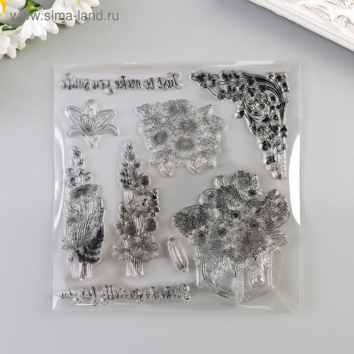 Штамп для творчества силикон Штамп для творчества силикон "Букеты из полевых цветов" 15х15 см