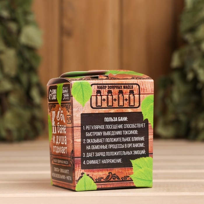Набор эфирных масел 10 мл Набор эфирных масел 10 мл "В бане и душа отдыхает" пихта, эвкалипт, можжевельник, мята
