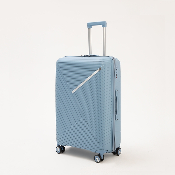 Чемодан большой 100 л (L), отдел на молнии, кодовый замок, 4 колеса, цвет голубой Чемодан большой 100 л (L), отдел на молнии, кодовый замок, 4 колеса, цвет голубой