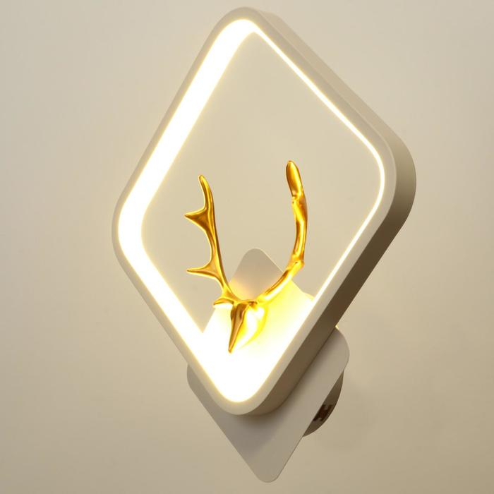 Бра "Олень" LED 16Вт 4000К 24х24 см бело-золотой 22х24 см